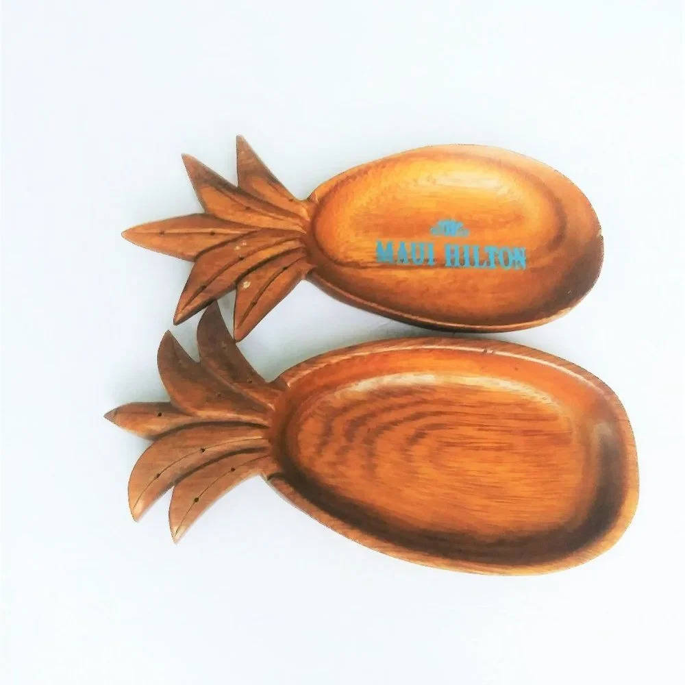 Monkey Pod Wood Pineapple‎ Serving Bowls Set 2